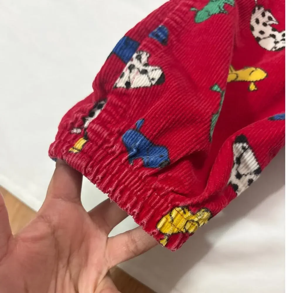 Vintage Rare OshKosh B'gosh Kids Overalls Dogs Red Corduroy Kennel Club 18 Month